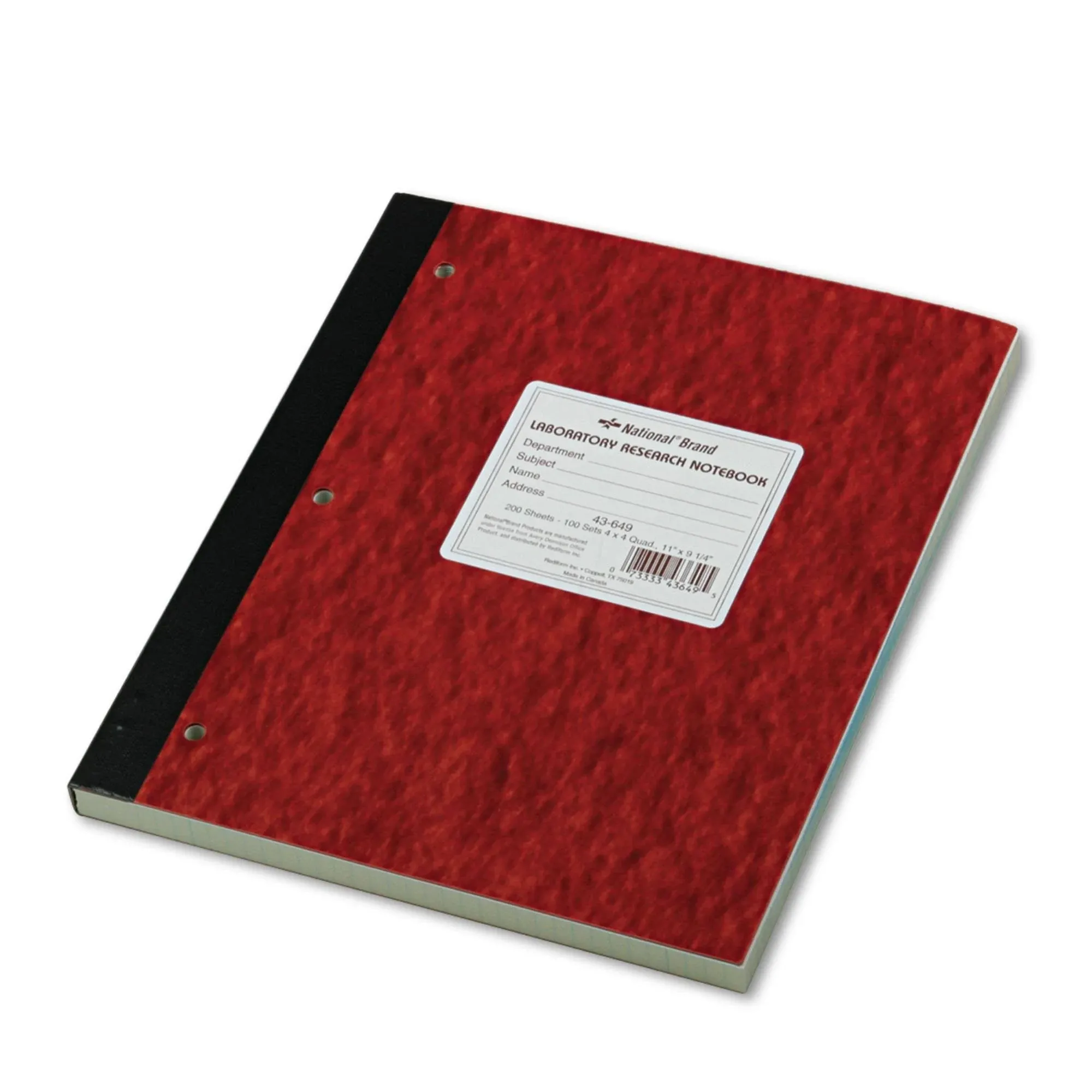 National duplicate Lab Notebook, Quadrille, 9-1/4 x 11, 200 Sheets (RED43649)