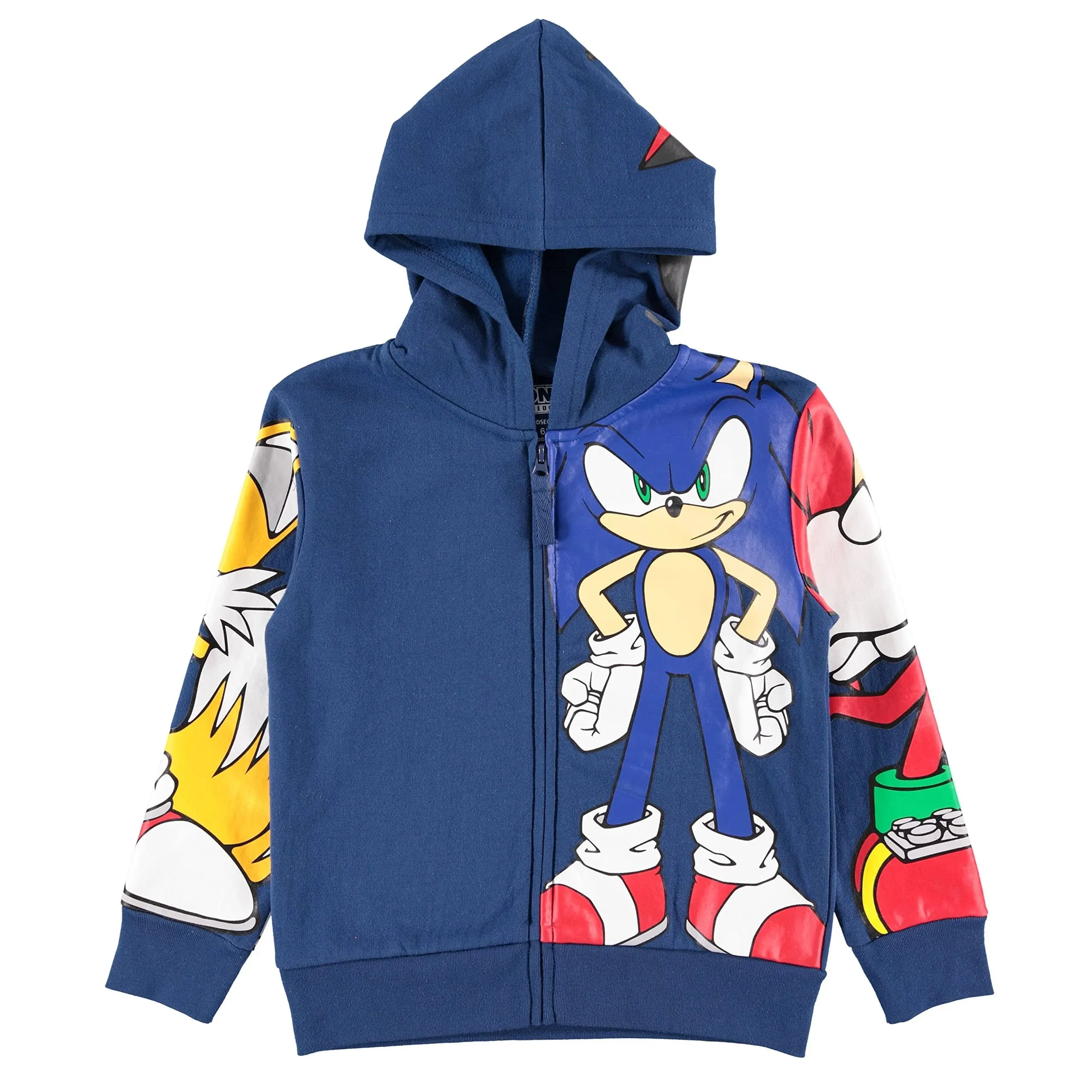 Boys Sonic The Hedgehog Costume Zip Up Fleece Hoodie- Sizes 4-20