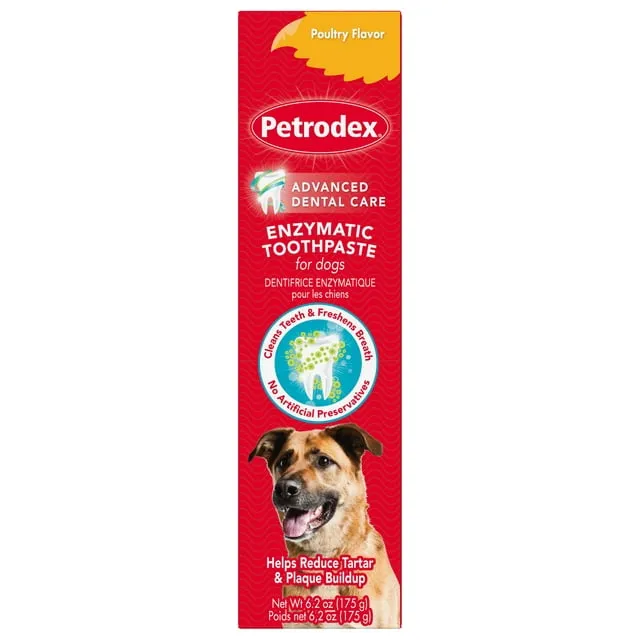 Petrodex Toothpaste for Dogs and Puppies, Cleans Teeth and Fights Bad Breath, Reduces Plaque and Tartar Formation, Enzymatic Toothpaste, Poultry Flavor, 6.2oz