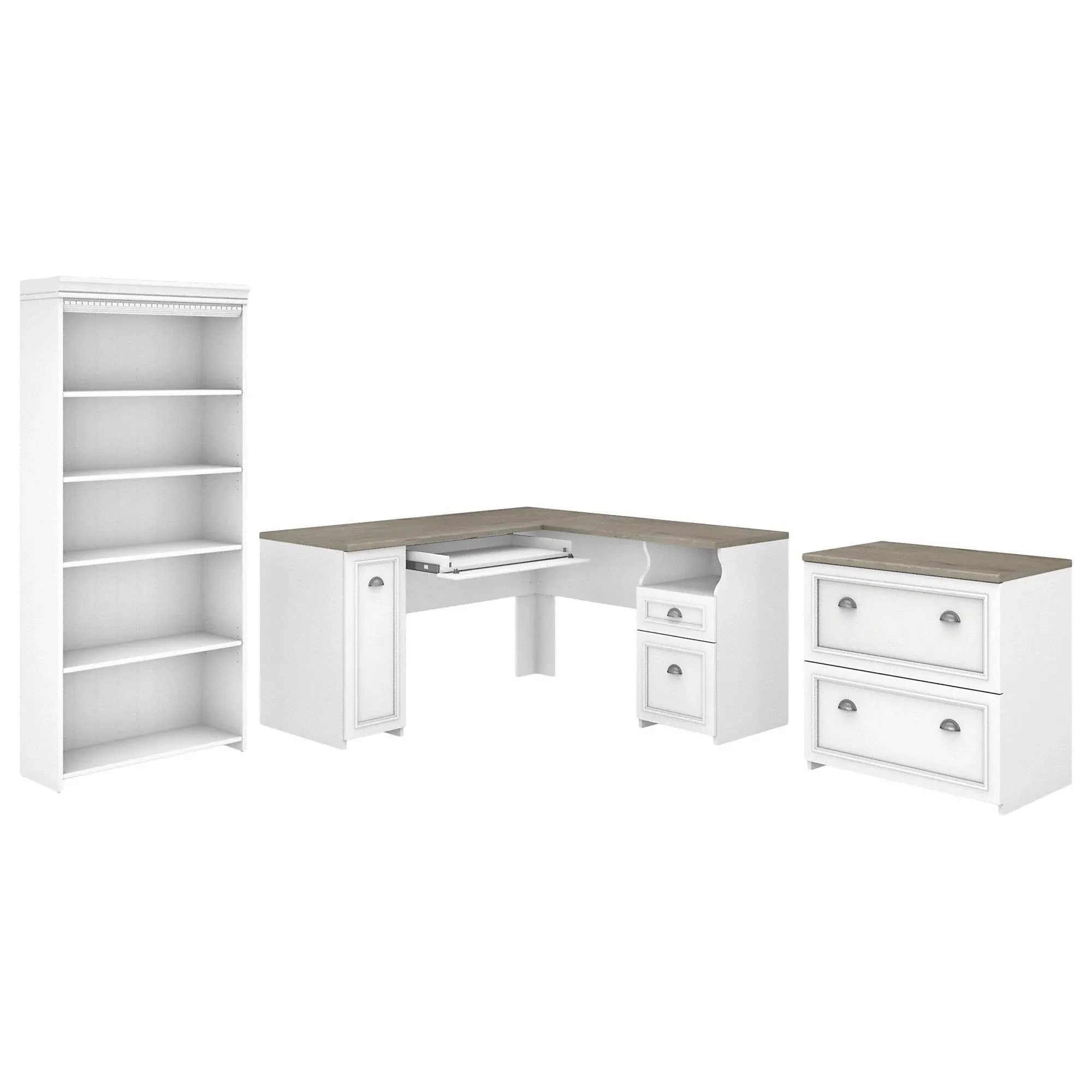 Fairview 60W Desk with File Cabinet and Bookcase by Bush Furniture