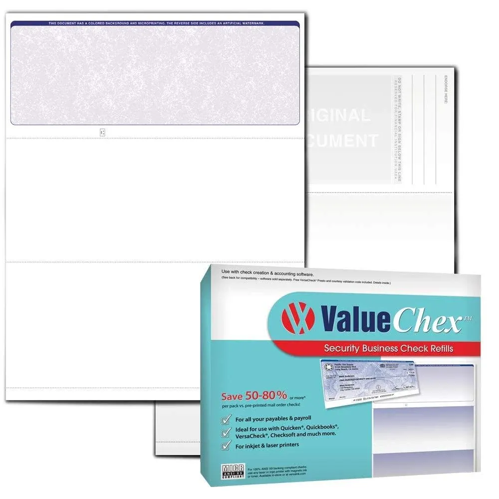 VersaCheck ValueChex - 500 Blank Business Voucher Checks - Blue Classic - 500...