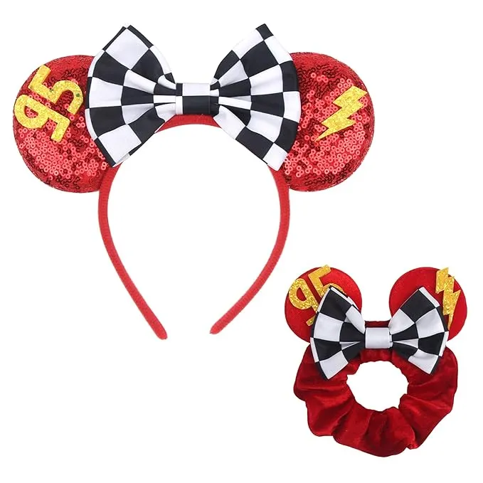 2 Pcs Shiny Mouse Ears Headband and 2 Pcs Sequin Mouse Ears Velvet Scrunchies...