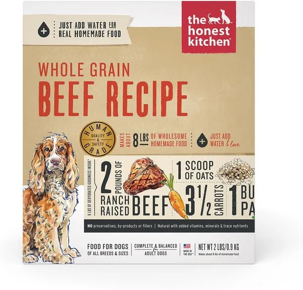 The Honest Kitchen Dehydrated Whole Grain Beef Dog Food, 2 lb Box