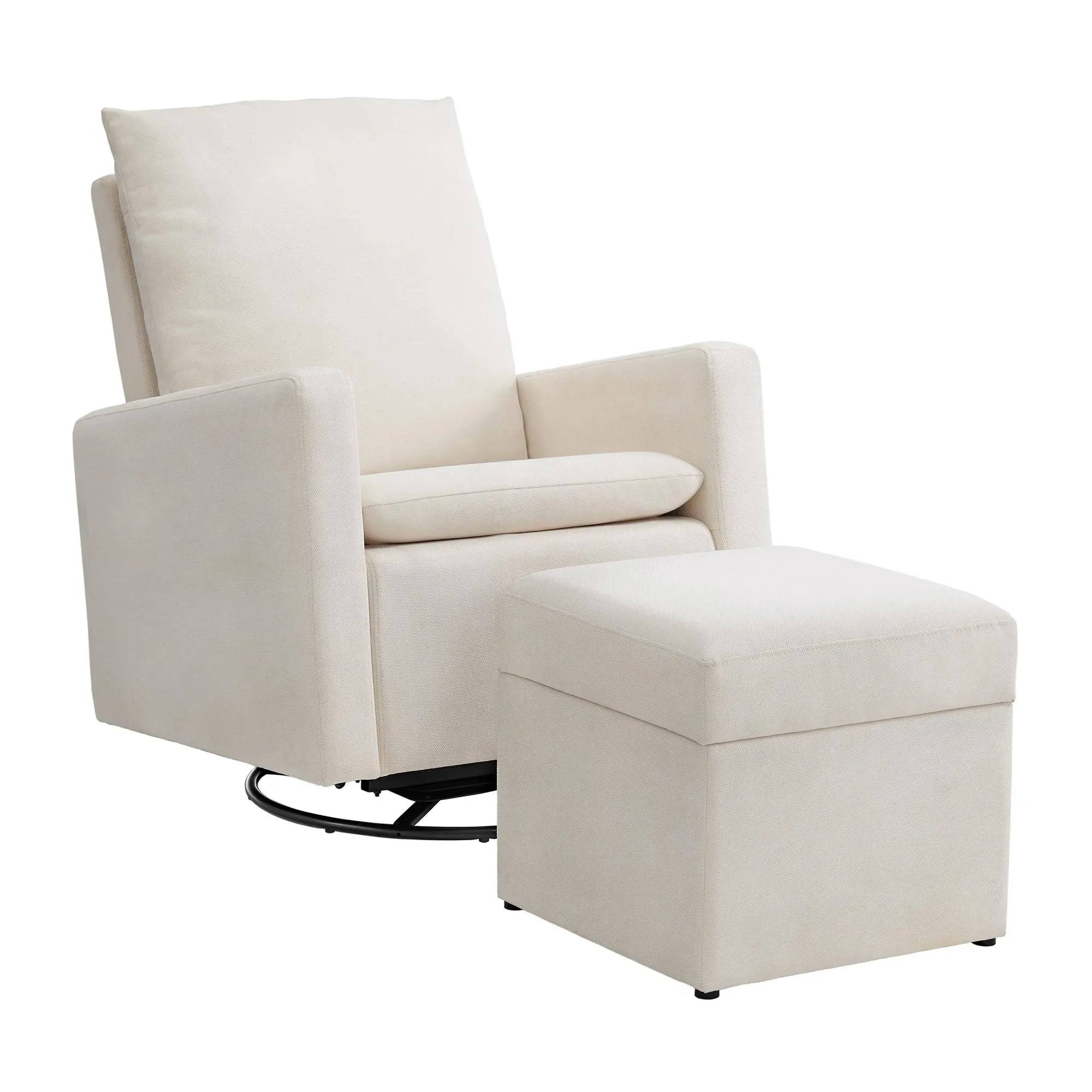 Oxford Baby Everlee Upholstered Glider and Ottoman Set, Cream