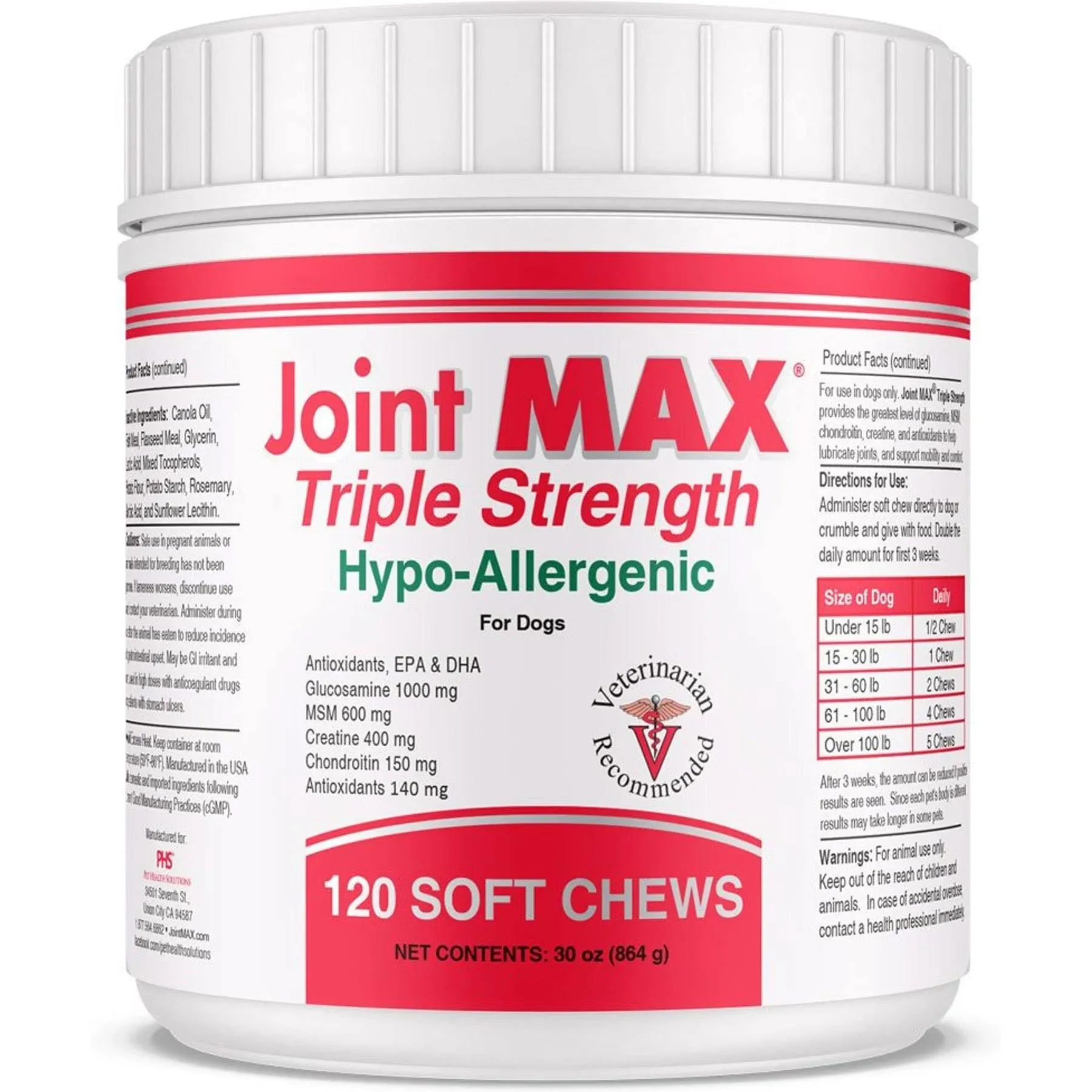 Joint Max Triple Strength Hypo Allergenic (120 Soft Chews)