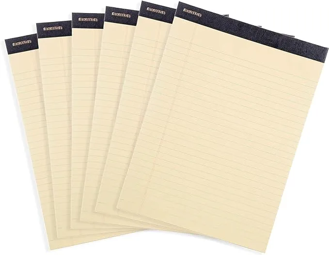 Mintra Office Premium Legal Pads 6pk, 8.5in x 11in, Wide Ruled, Canary