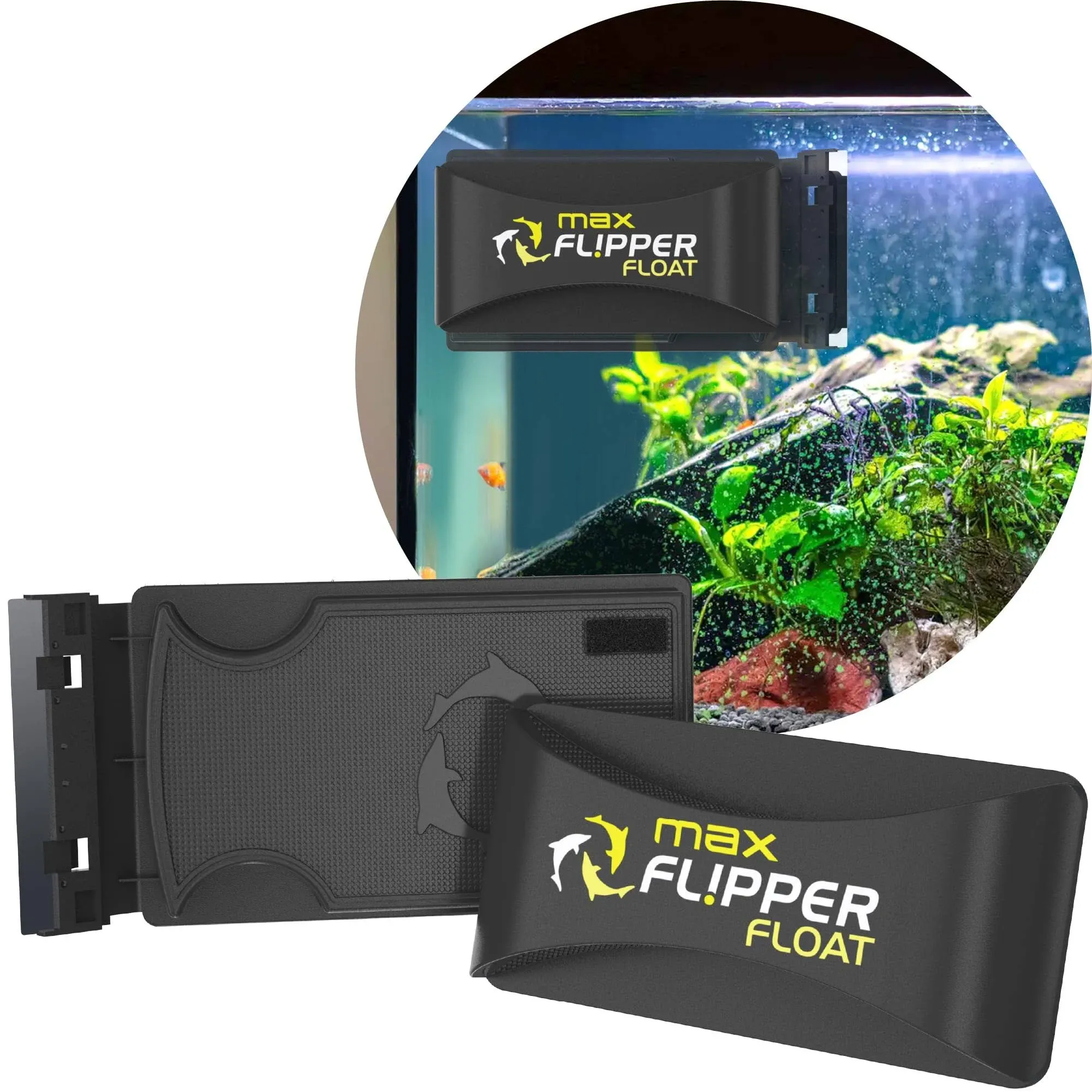 FL!PPER Flipper Cleaner Float - 2-in-1 Floating Magnetic Aquarium Glass Cleaner - Fish Tank Cleaner - Scrubber & Scraper Aquarium Cleaning Tools – Floating Fish Tank Cleaner, Standard 