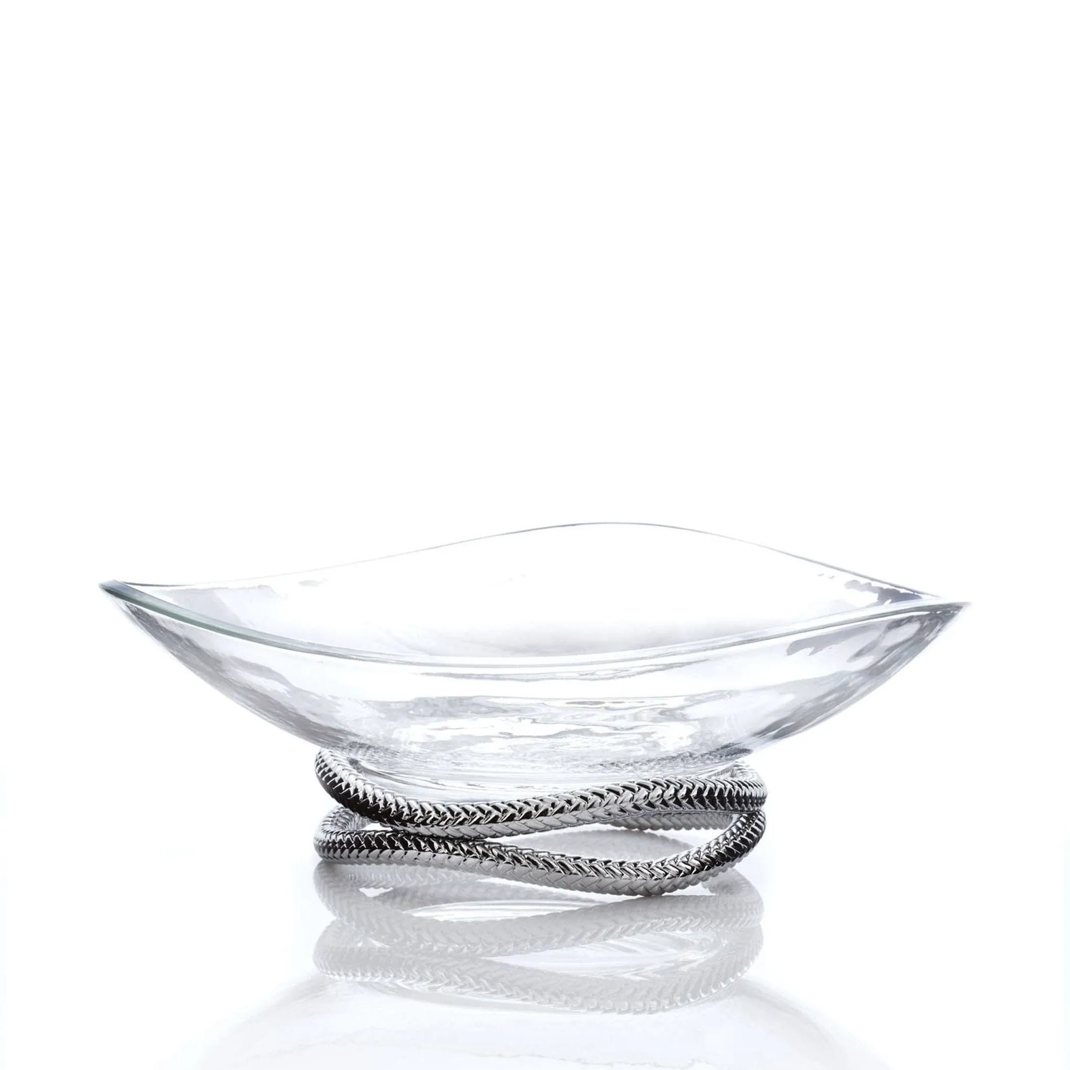 nambe Braid Centerpiece Bowl | Fruit Display Bowl | Decorative Bowl for Table Décor or Kitchen Counter | Chrome Plate and Glass | Modern Centerpiece | 11-Inch