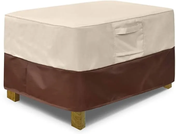 Vailge Rectangle Patio Ottoman Cover, Waterproof Outdoor Ottoman Cover with Padded Handles, Patio Side Table Cover, Heavy Duty Patio Furniture