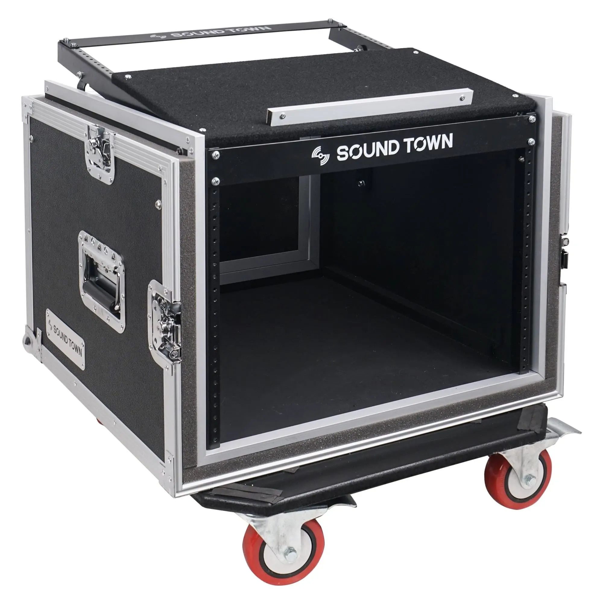 Sound Town Shock Mount 8U ATA Rack Case with 20 Rackable Depth, 11U Slant Mixer ...