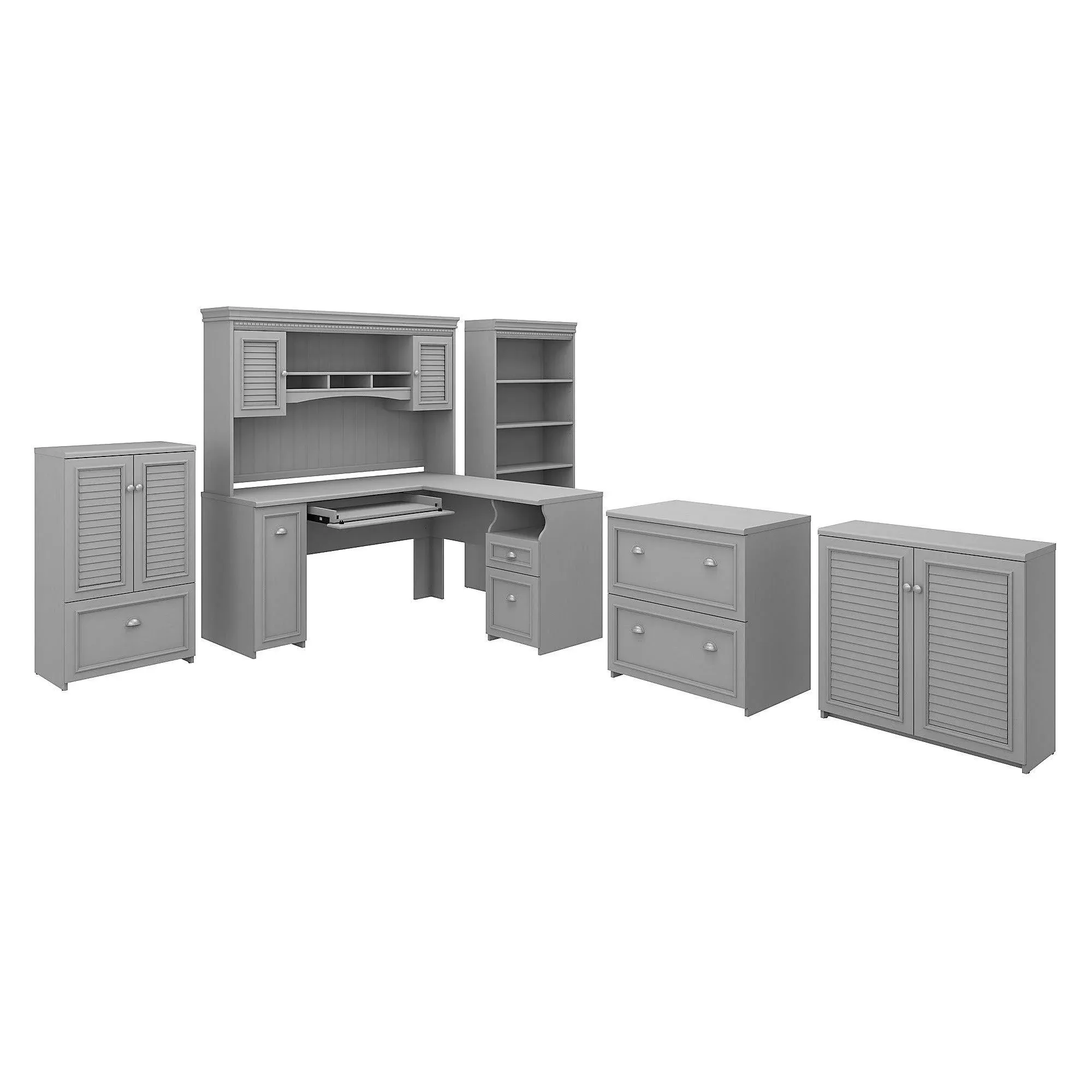 Bush Furniture Fairview 60W L Shaped Desk with Hutch, Bookcase, Storage and File ...