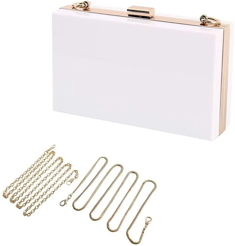 Cute Transparent Acrylic Shoulder Bag Clear Crossbody Evening Clutch Purse Handbag With 2 Gold Chain For Women