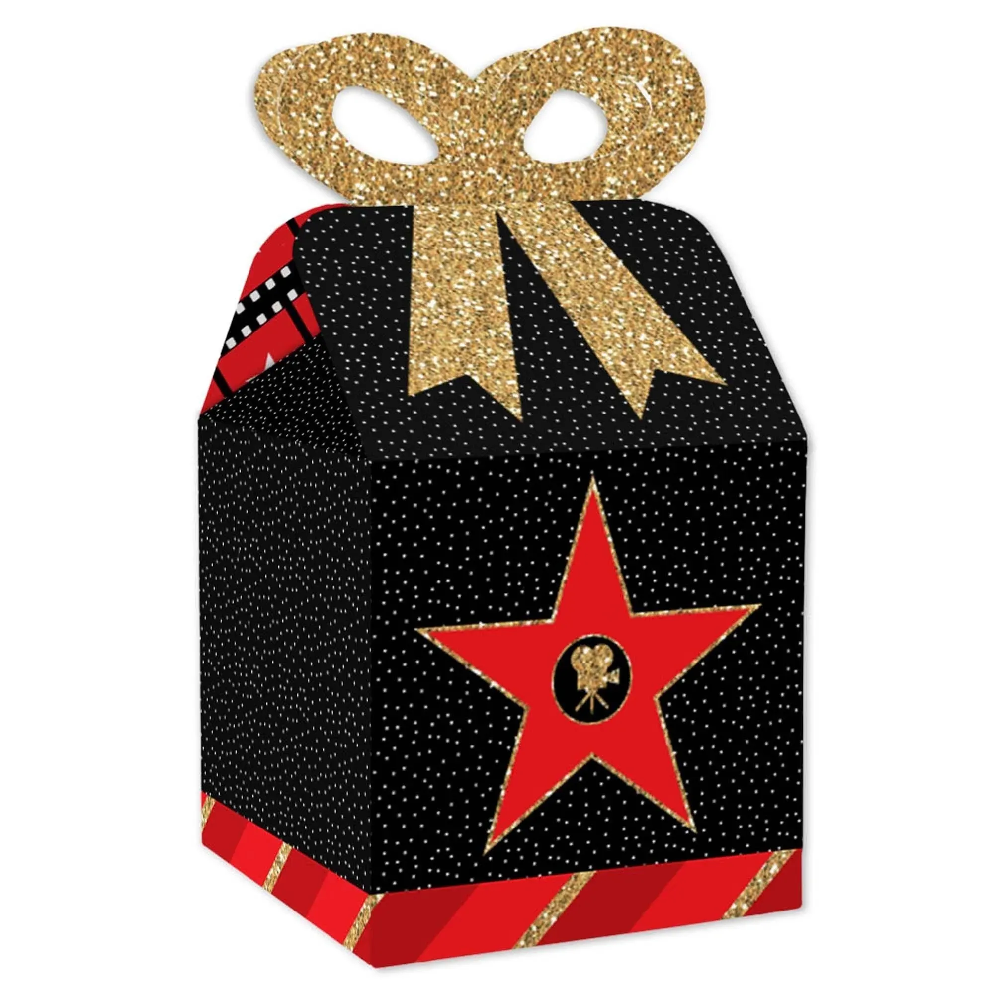 Big Dot of Happiness Red Carpet Hollywood - Square Favor Gift Boxes - Movie Night ...