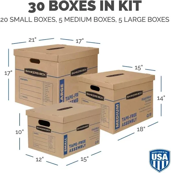 Bankers Box SmoothMove Classic Moving Value 30-Pack