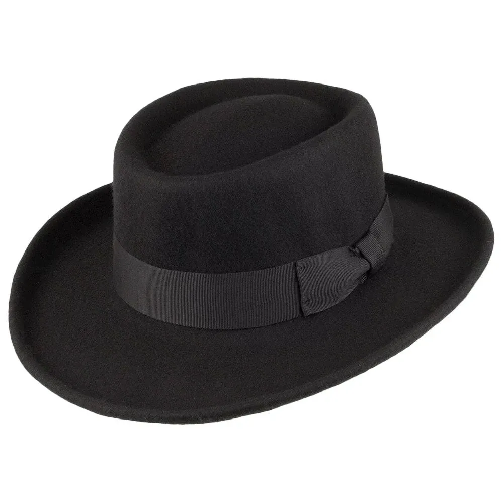 Jaxon Hats Crushable Wool Felt Gambler Hat: Size: M Black