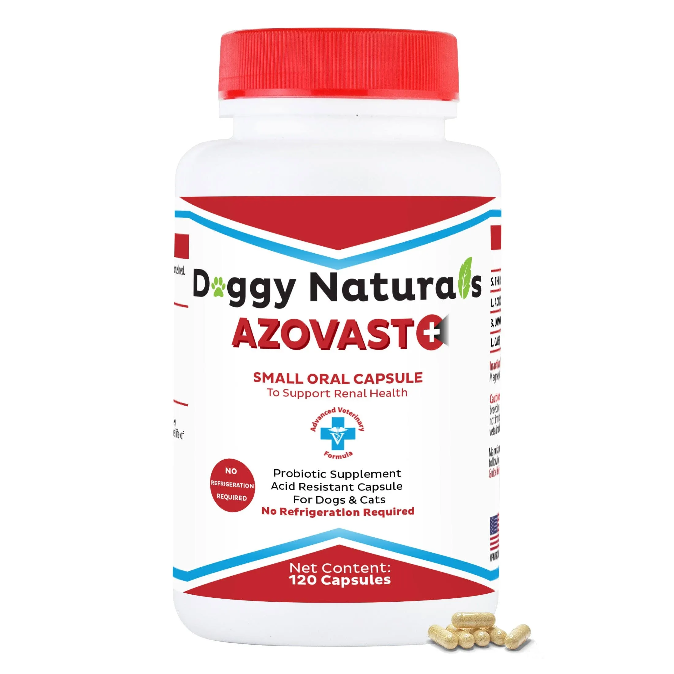 Pet Health Pharma Azovast Plus Kidney Health Supplement for Dogs & Cats 120ct - No Refrigeration Required - Help Support Kidney Function & Manage