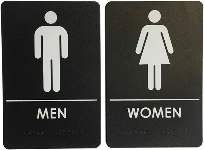 Restroom Signs For Business - For Men and Women - 9" by 6"