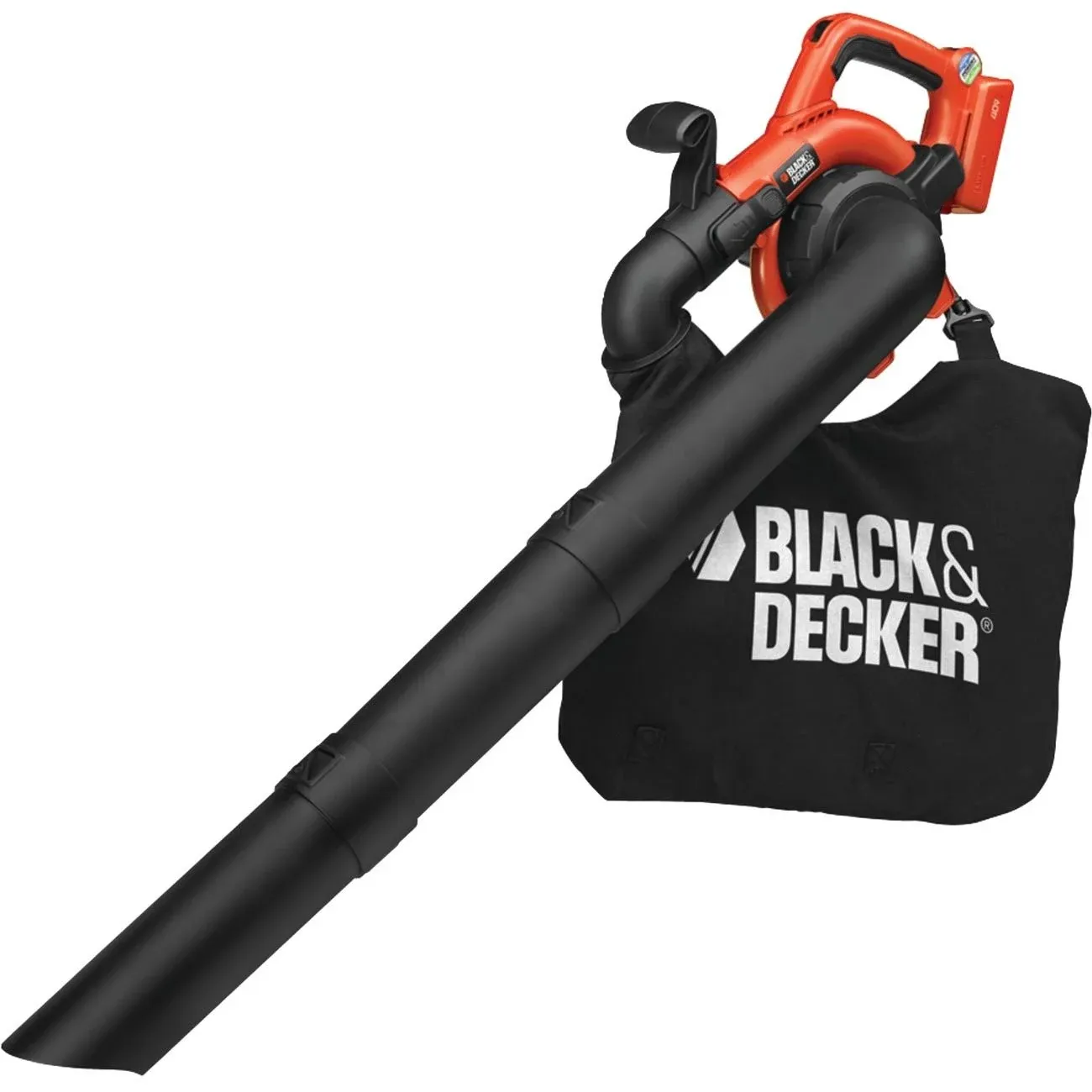 BLACK+DECKER 40V Cordless Leaf Blower Kit, 120 mph Air Speed, 6-Speed Dial, Built-In Scraper, With Collection Bag, Battery and Charger Included (LSWV36)