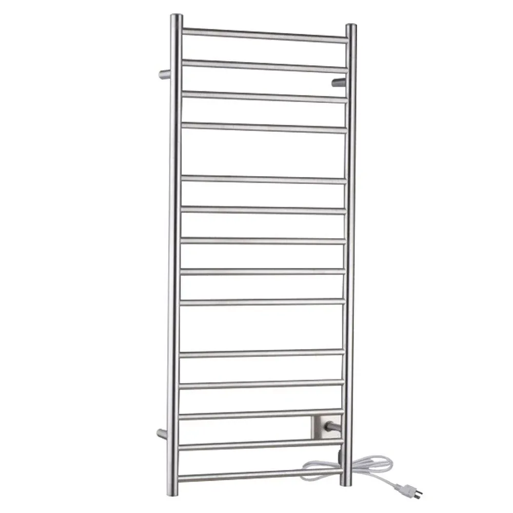 Elgon 14Bar Stainless Steel Wall Mounted Towel Warmer Rack with Brushed Nickel Finish