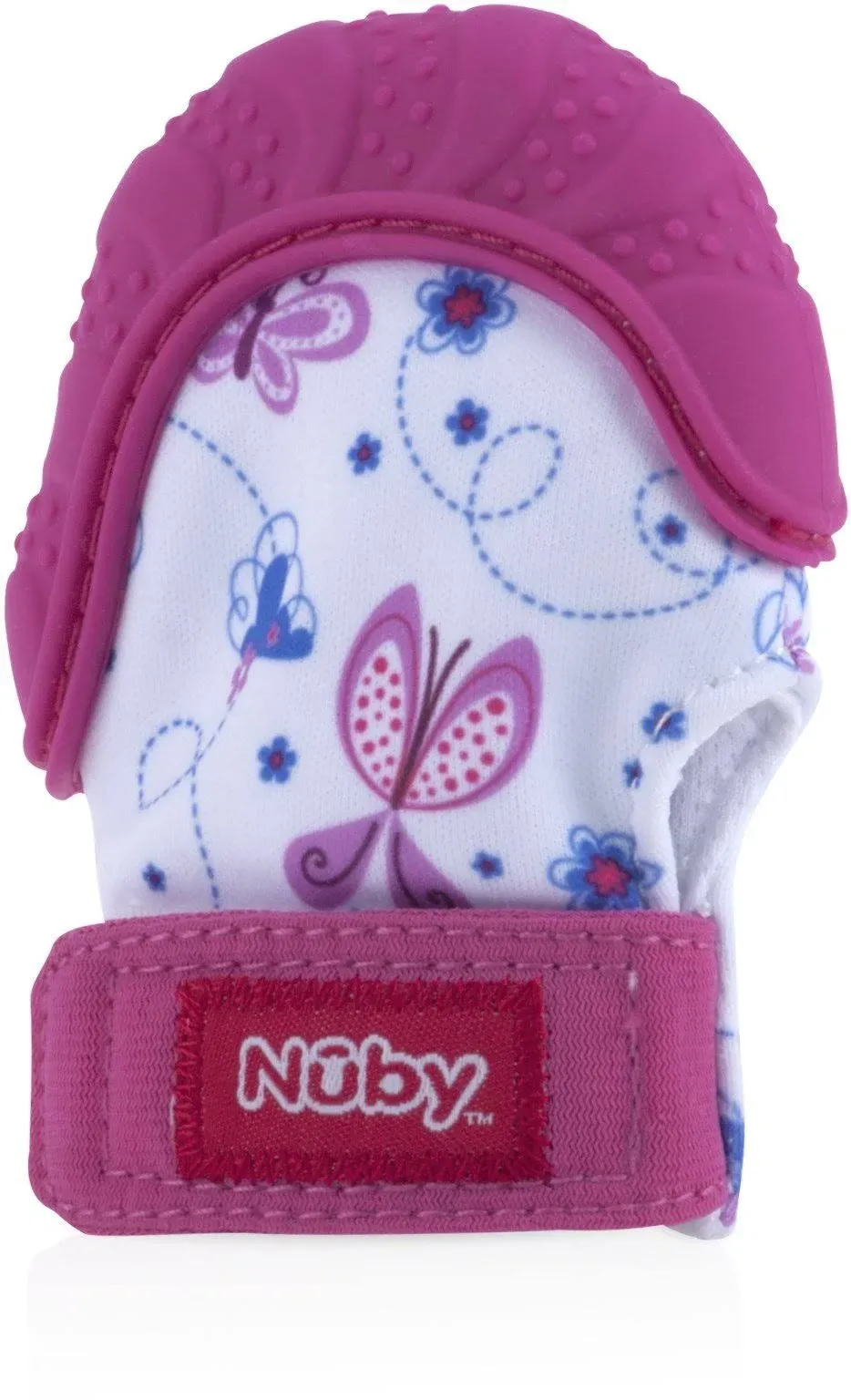 Nuby Soothing Teething Mitten with Hygienic Travel Bag Pink