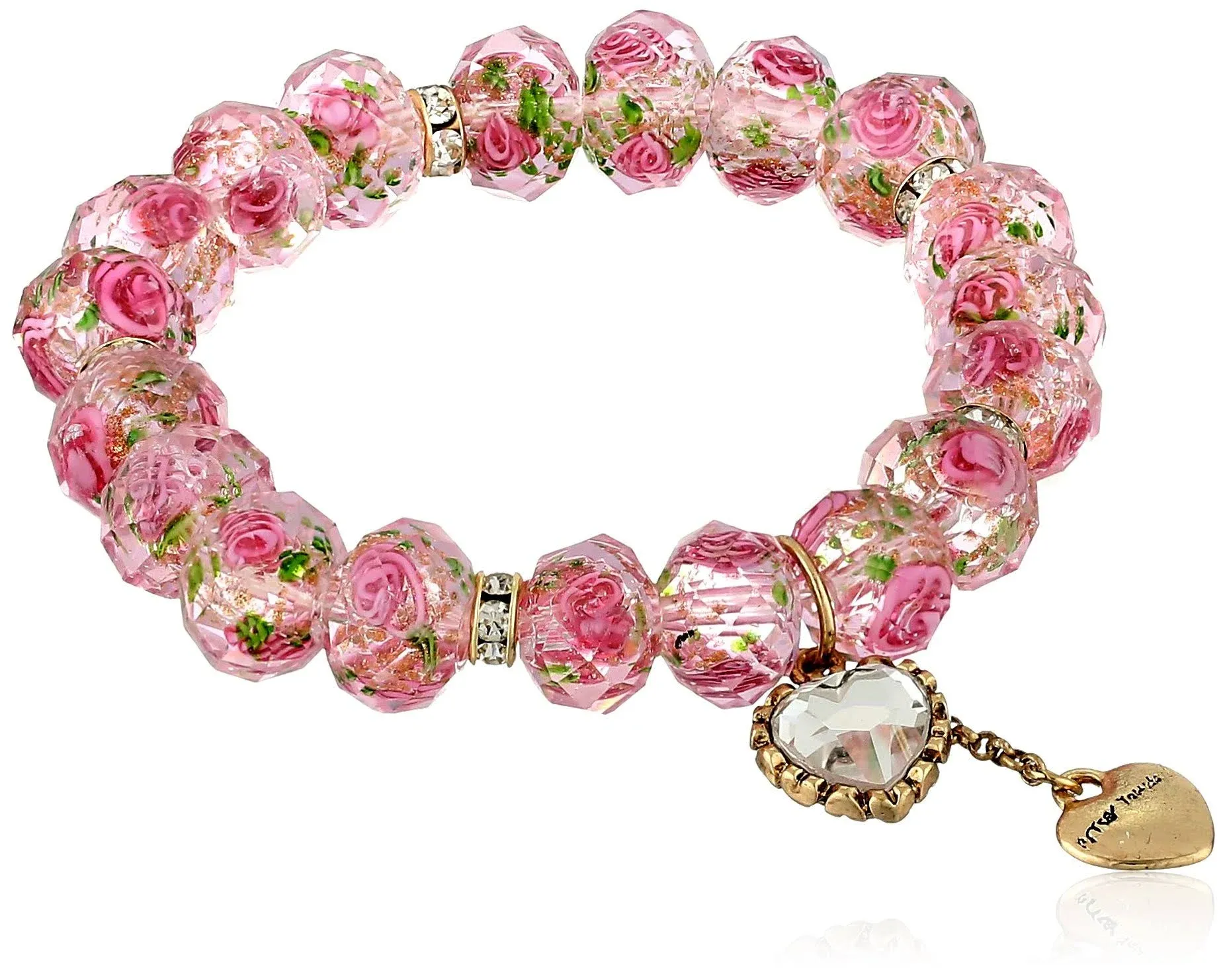 Betsey Johnson Tzarina Pink Beads Stretch Bracelet One Size