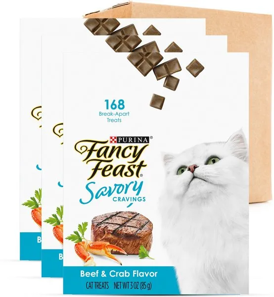 Purina Fancy Feast Limited Ingredient Cat Treats, Savory Cravings Beef & Crab Flavor - 9 oz. Box