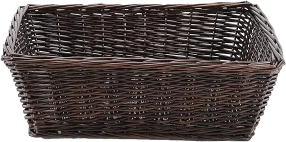 Natural Wicker Woven Bread Service Storage Basket Rectangular Wicker Woven St...