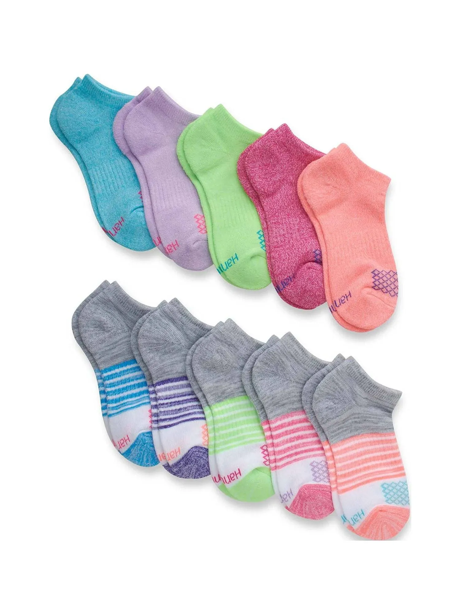 Hanes Girls' Comfort Fit No Show Socks (10 Pack)