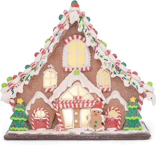 Kringle Candy Co. 11.5&#034; Gingerbread Lighted Lodge