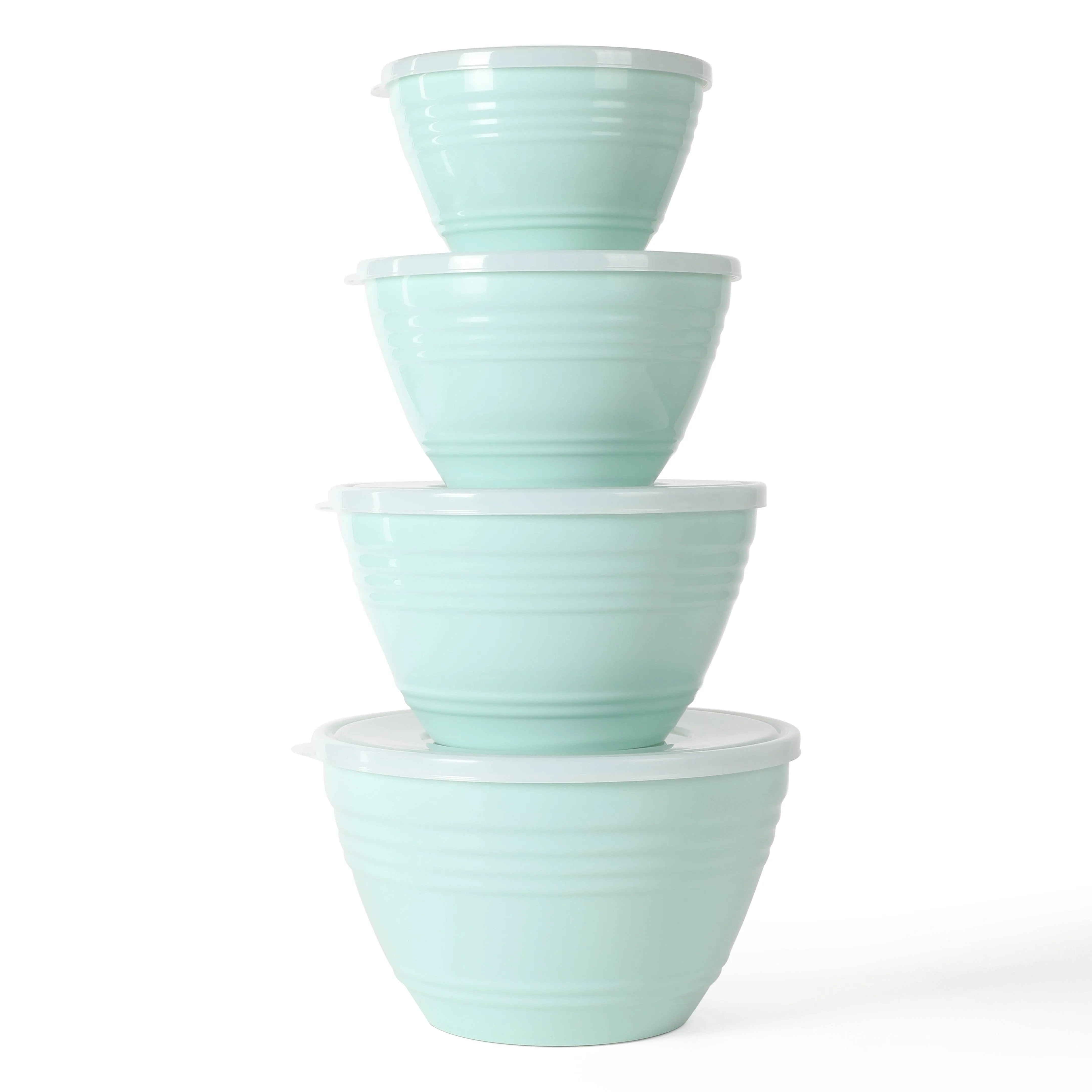 Martha Stewart Hoyt 8 pc Round Mixing Bowl Set w/Lid - 6.2 QT, 4.3 QT, 2.8 QT, 1.8 QT, Martha Blue