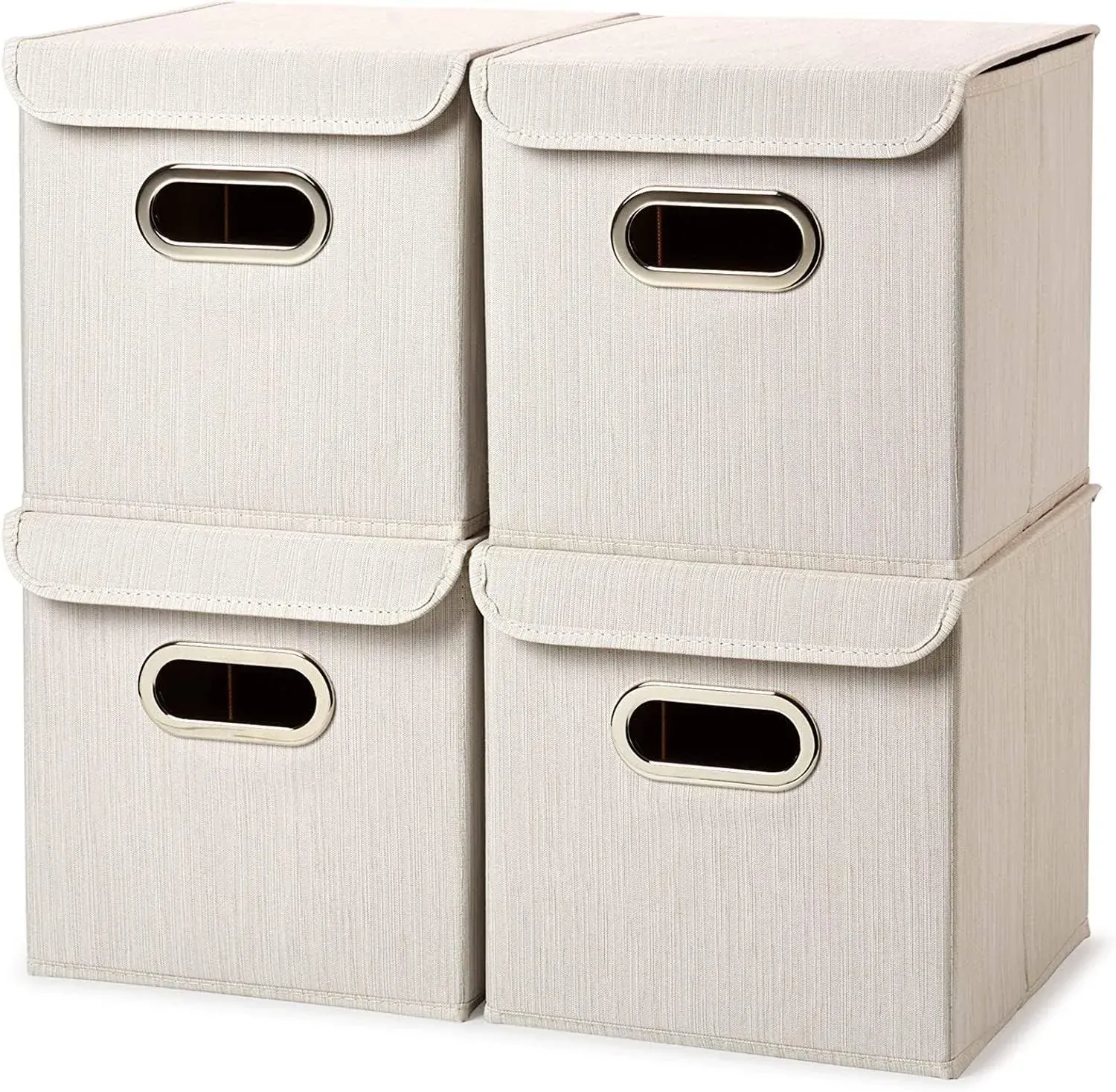 Ezoware 4 PC Cube Storage Basket Bins with Lid