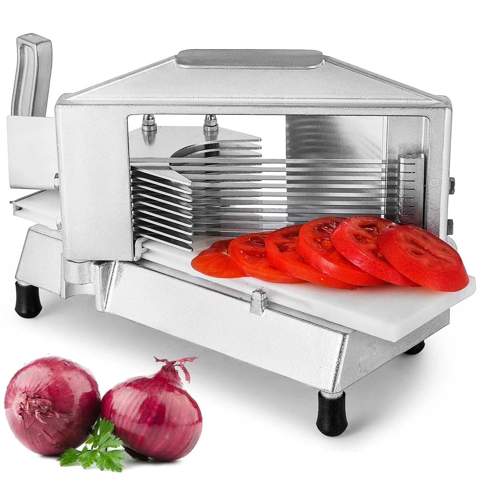 VEVOR Commercial Tomato Slicer 1/4" Heavy Duty Cutter with Built-in Cutting Board ...