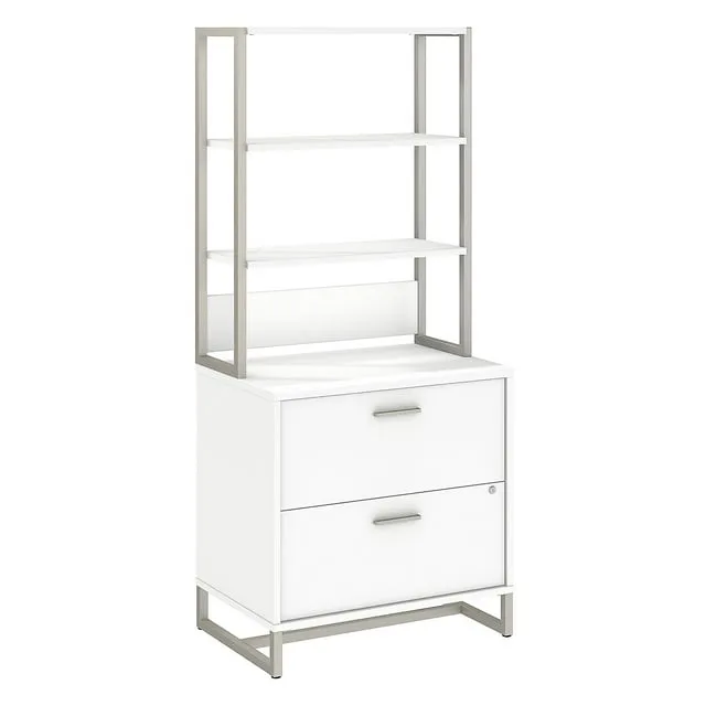 Office by kathy ireland® Method 2 Drawer Lateral File Cabinet with Hutch MTH012WHSU B-MTH012WHSU