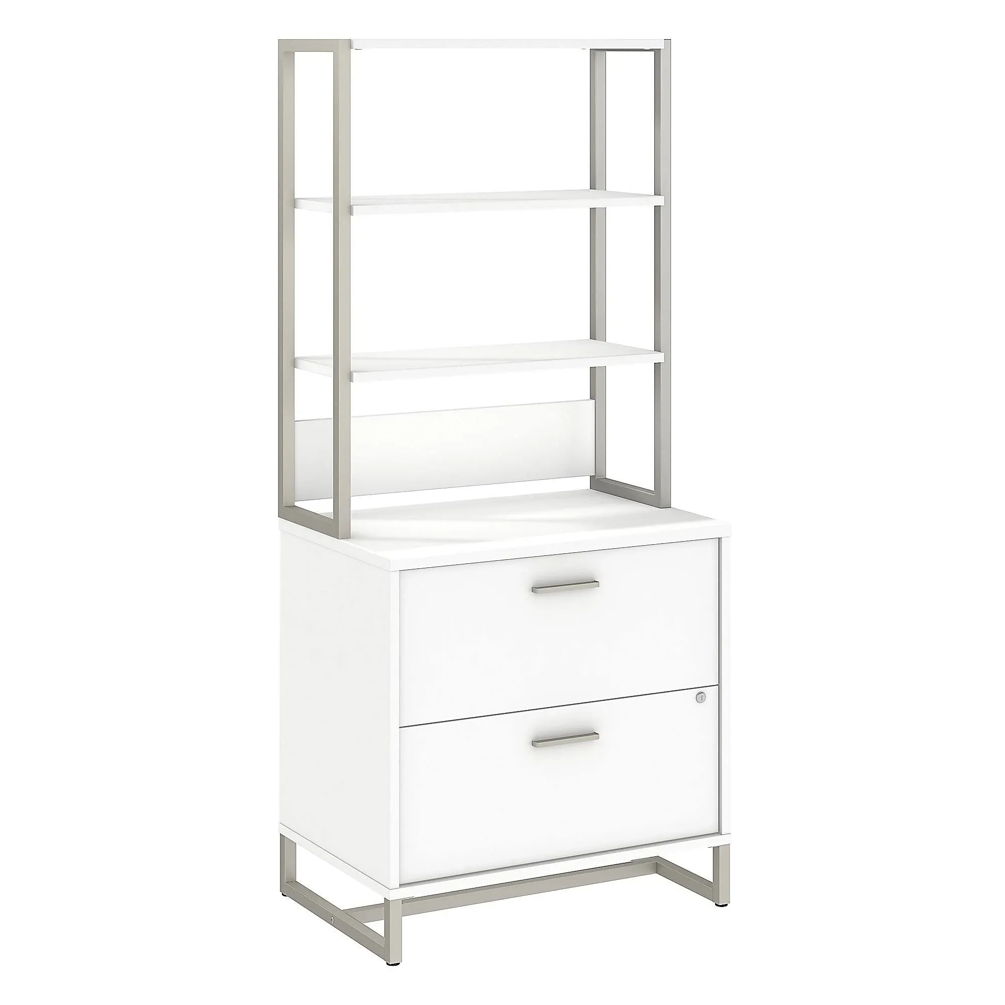 kathy ireland® Office by Bush Business Furniture Method 20"D Lateral 2-Drawer File Cabinet With Hutch, White, Delivery