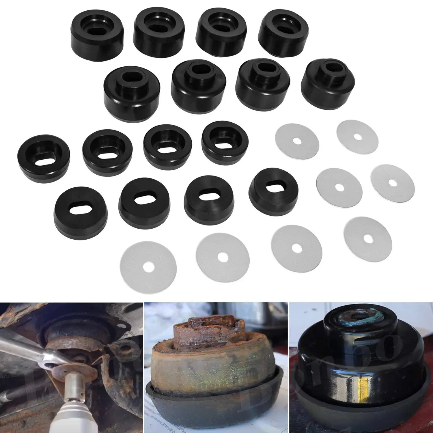 Bonbo 7-141 Body and Cab Mount Bushing Kit for Chevy Silverado & Sierra 1500/2500 2WD/4WD 1999-2014 Polyurethane Body Cab Mounts Black