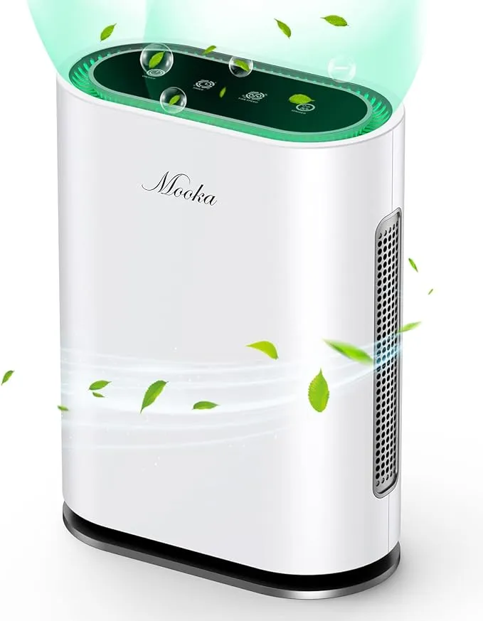 Mooka True HEPA Air Purifiers for Home Large Room, Up to 2,000 ft², Air Purifier for Bedroom with Air Quality Sensor, Timer, Child Lock, Air Cleaner for Pet Danders, Dust, Smoke, Odor