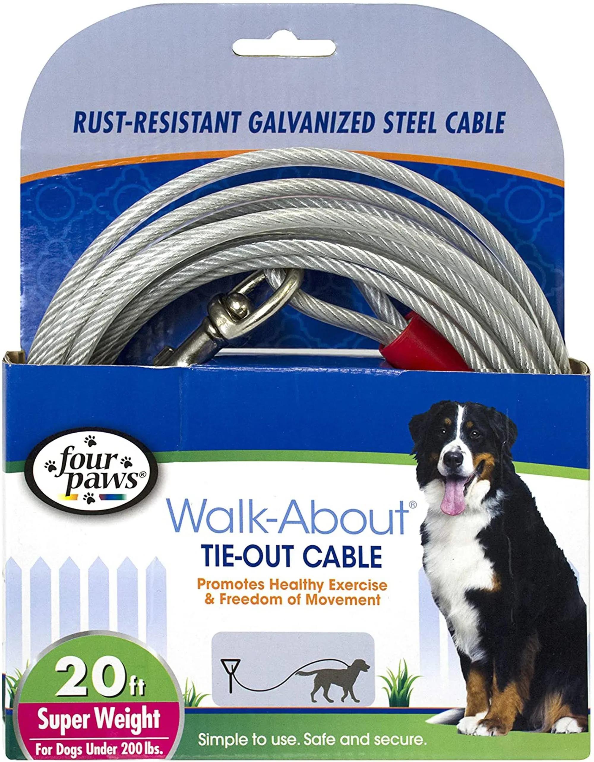 Four Paws Dog Super Tie Out Cable, 20 Foot