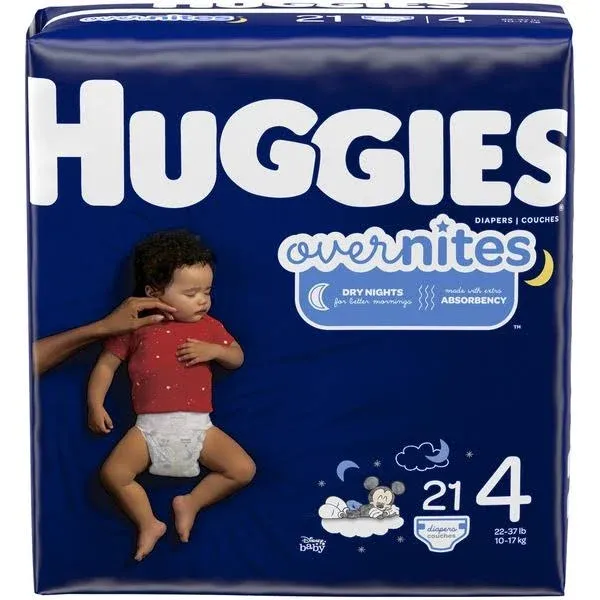 Huggies Overnites Nighttime Baby Diapers, Size 3 (16-28 lbs), 132 Ct