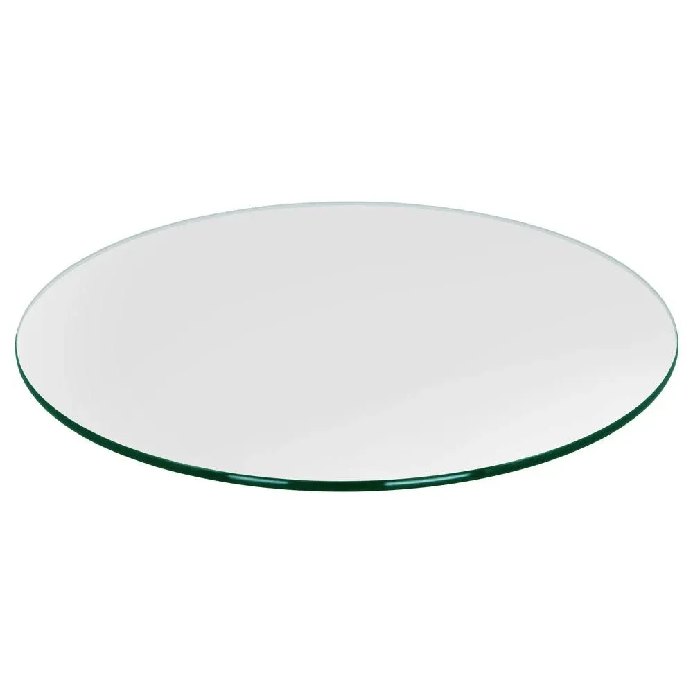 Dulles Glass 28 inch Round Glass Table Top - Tempered- 3/8 inch Thick - Pencil Polished Glass, Clear