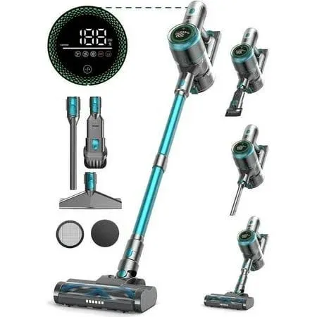 Laresar Cordless Vacuum Cleaners 450W 33KPa 60mins Powerful Lightweight Stick Vacuum with Touch Display for Home Carpets Floors Pet Hair