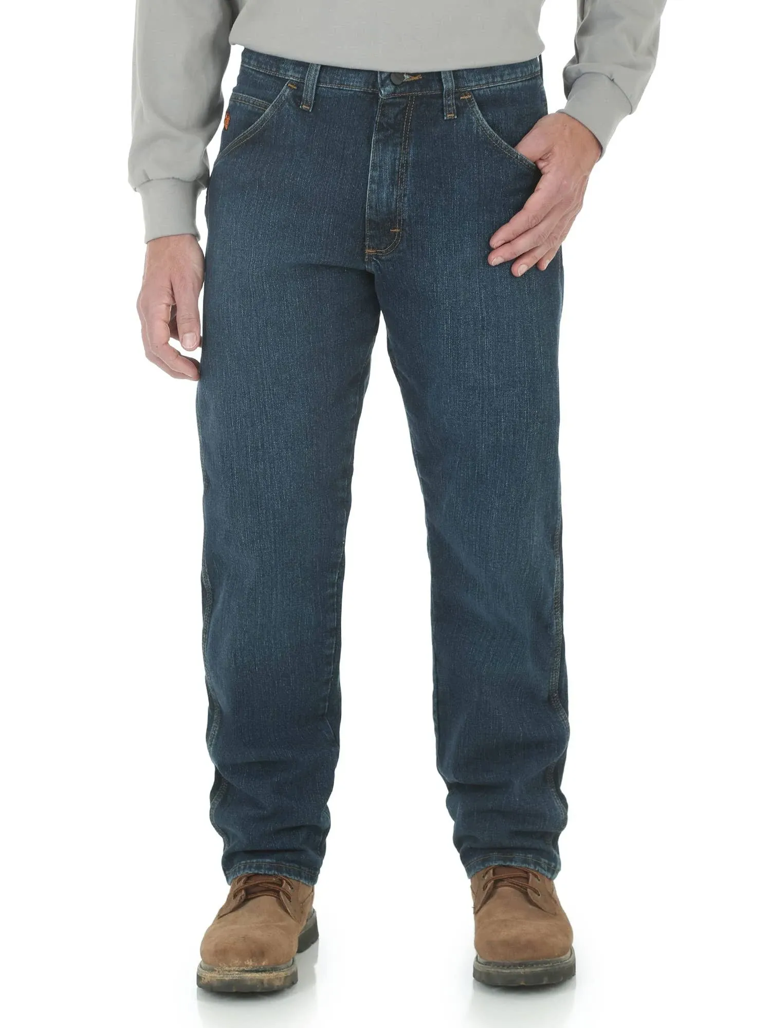 "Wrangler Jeans: Men's FRAC50 M Midstone FR Advanced Comfort Relaxed Fit Jeans"