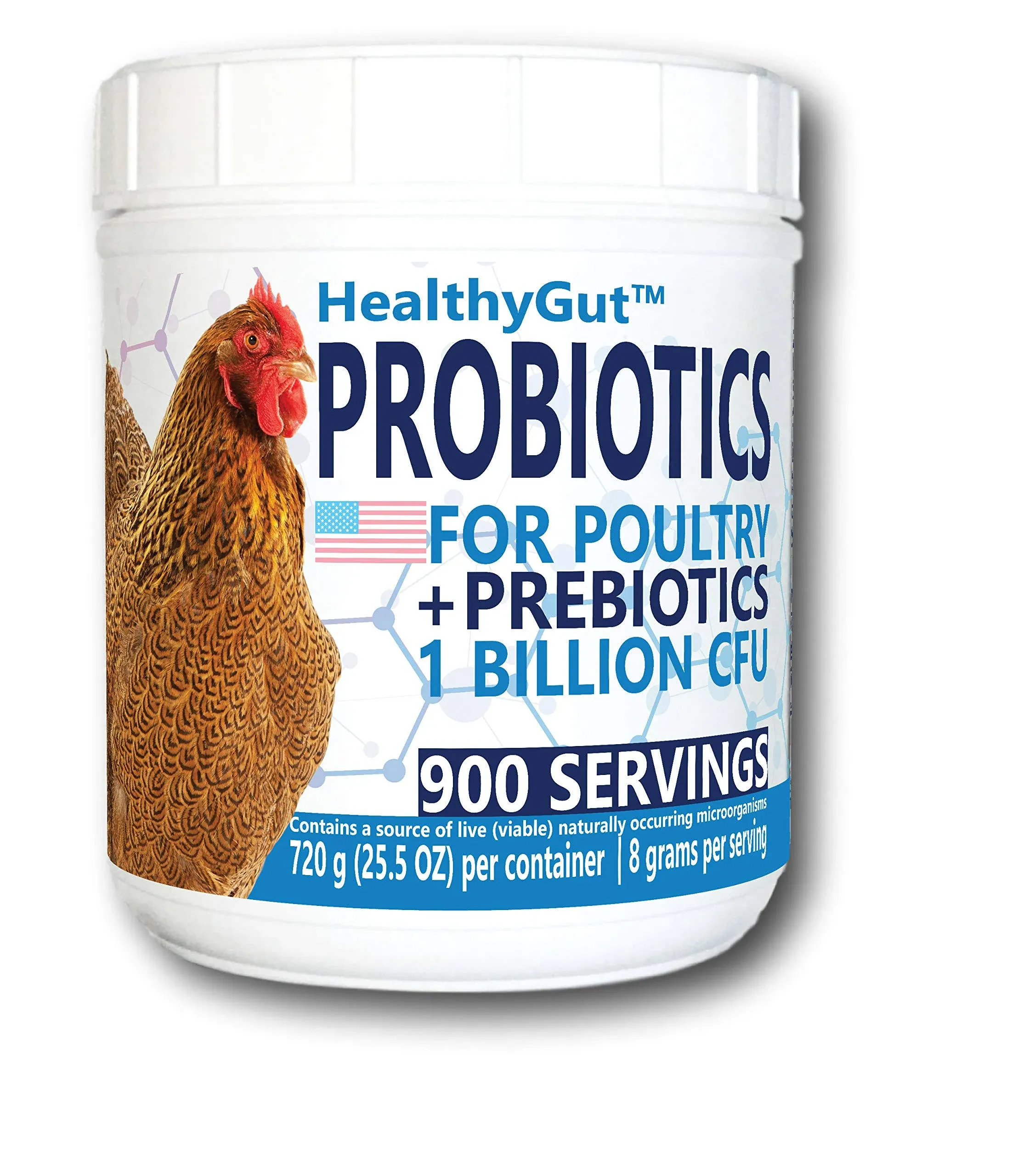 HealthyGut Probiotics for Chickens & Poultry, All-Natural Digestive System Dietary Supplement (90 Scoops)