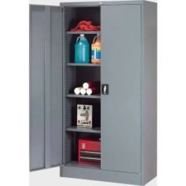 Global Industrial 237635GY Steel Storage Cabinet, Recessed Handle, 36"Wx18"Dx72"H, Gray, Unassembled