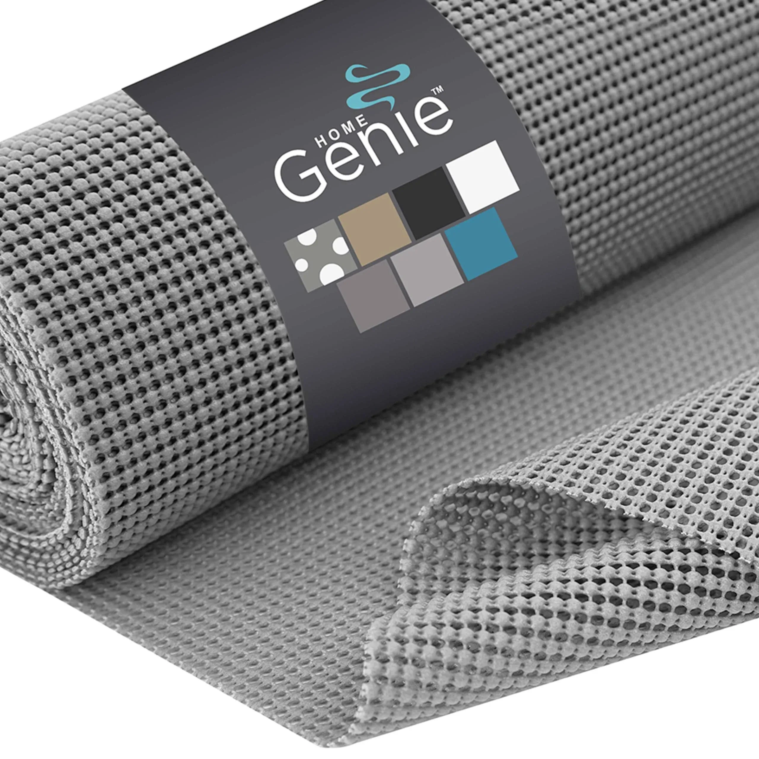 HOME GENIE Slip Resistant Drawer and Shelf Liner, Non Adhesive Roll, 12 Inch x 20 FT, Durable and Strong, Grip Liners for Drawers, Shelves, Cabinets, Pantry, Storage, Kitchen and Desks, Soft Gray