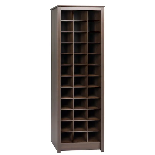 Prepac Space Saving 36-Cubby Shoe Cabinet, Espresso