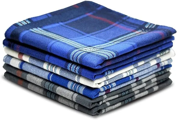 Zenssia Pure Cotton Men's Soft Handkerchiefs Assorted Color Pack of 6 Gift Set