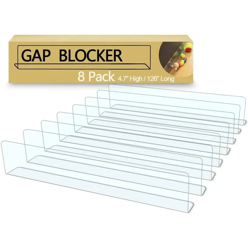 8-Pack Toy Blocker, QIYIHOME Gap Bumper for Under Furniture, BPA Free Safe PVC with Strong Adhesive, Stop Things Going Under Sofa Couch or Bed, Easy to Install