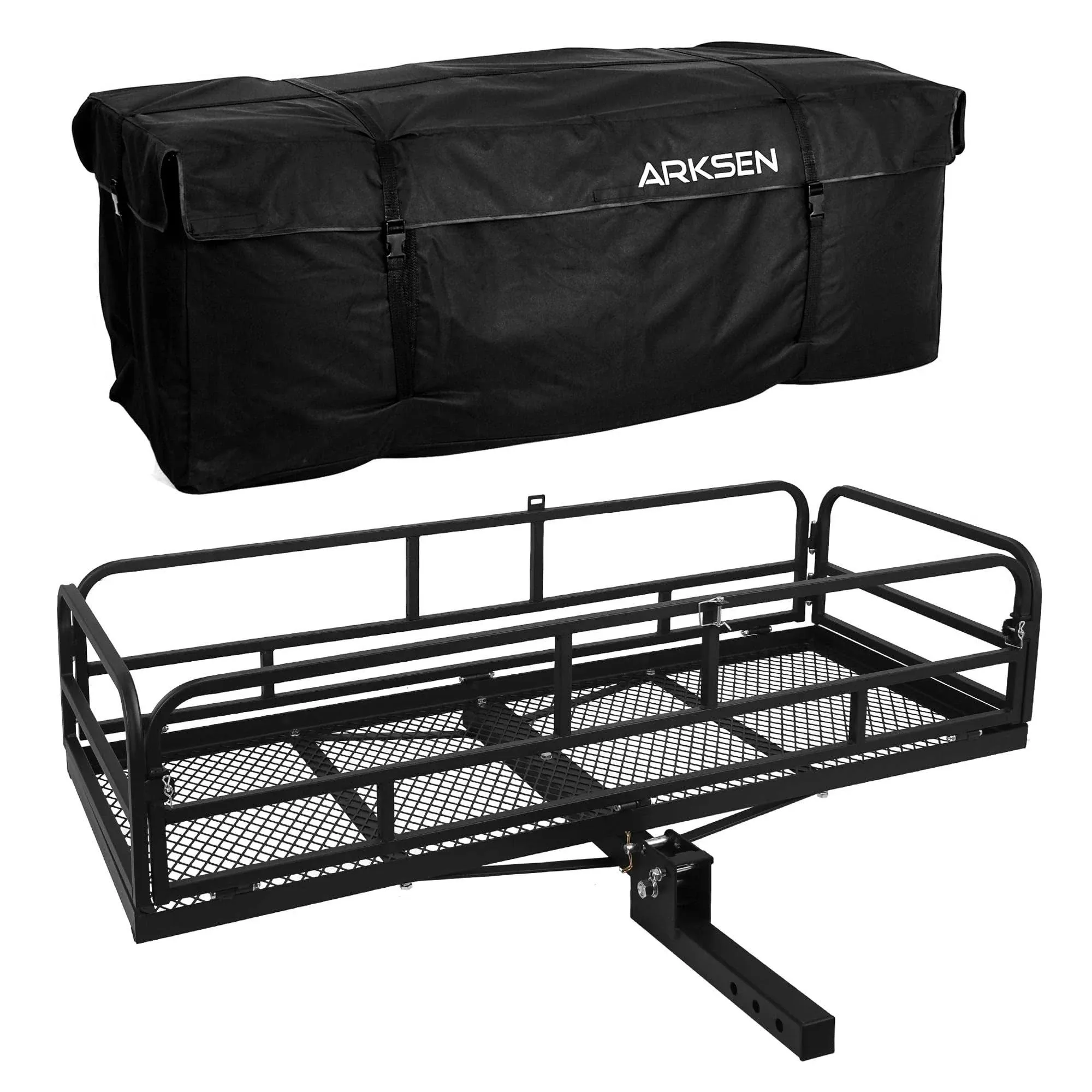 Arksen 60" x 24" x 14" Folding Cargo Rack Carrier with Waterproof Cargo Bag 500 ...