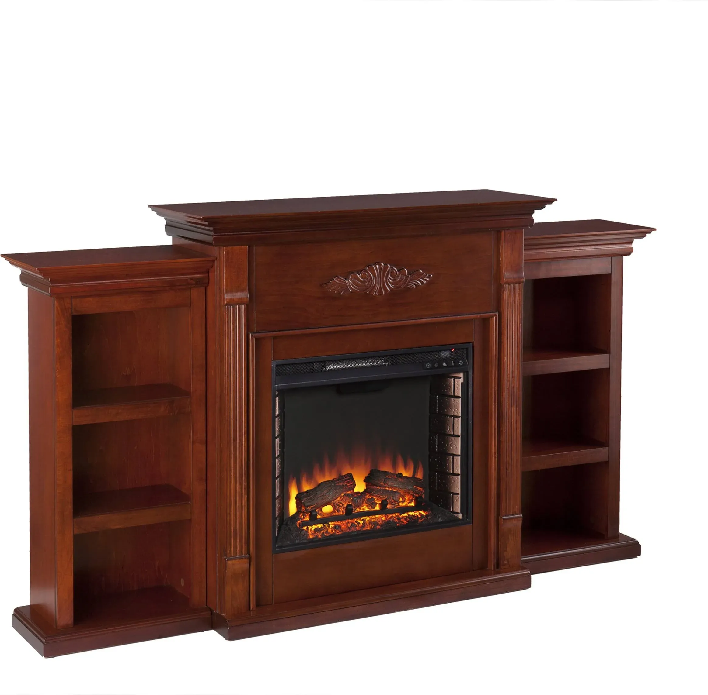 Boston Loft Furnishings Oaxaca Electric Fireplace with Bookcases, Mahogany