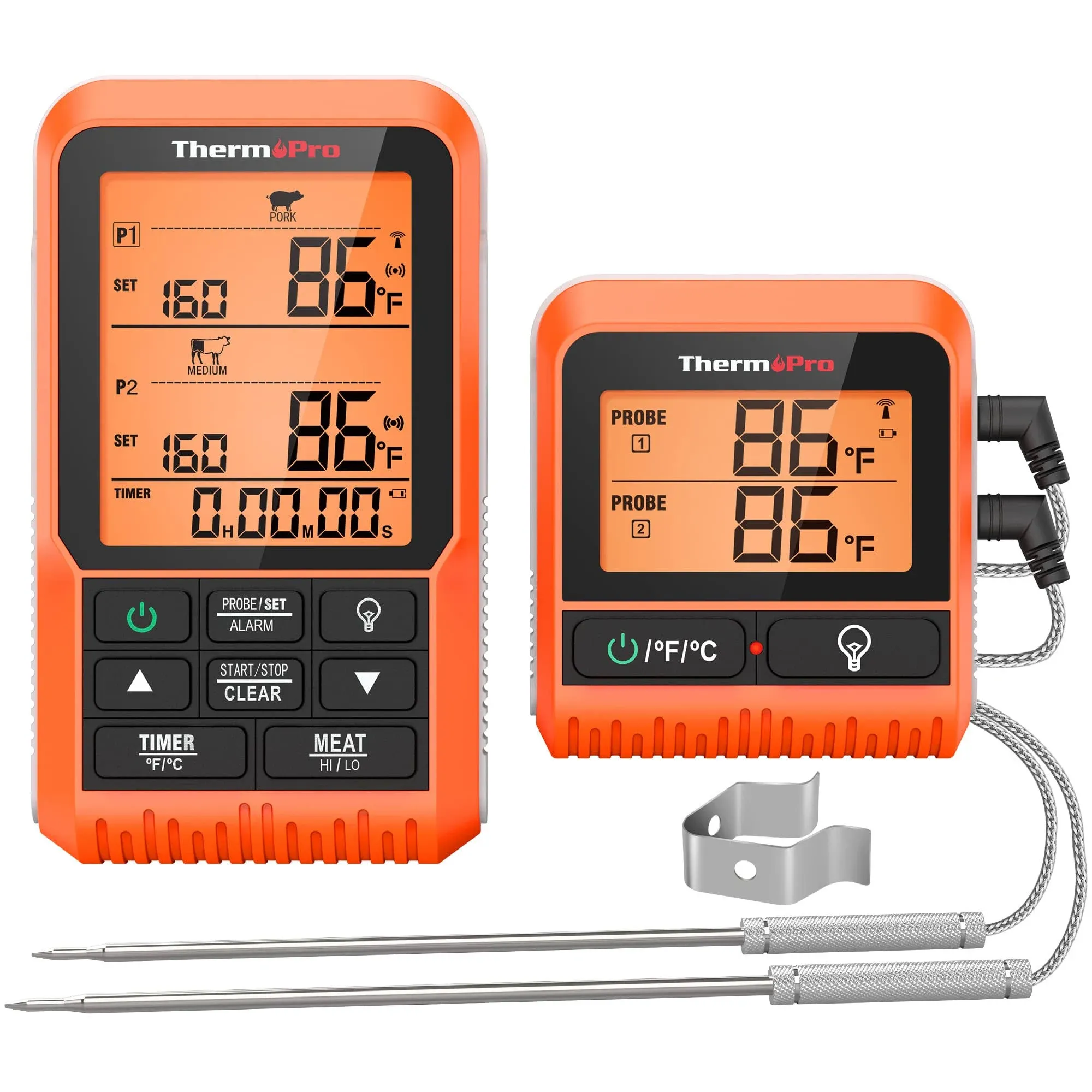 ThermoPro TP826 500ft Wireless Meat Thermometer, Dual Meat Probe Cooking ...